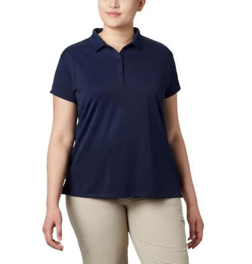 Women's Columbia PFG Innisfree Short Sleeve Polo Shirts Navy | Plus Size CA-DL841